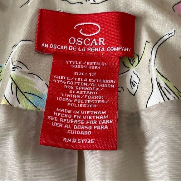 Oscar de la Renta Floral Button Down Jacket Size 12 - Picture 11 of 13